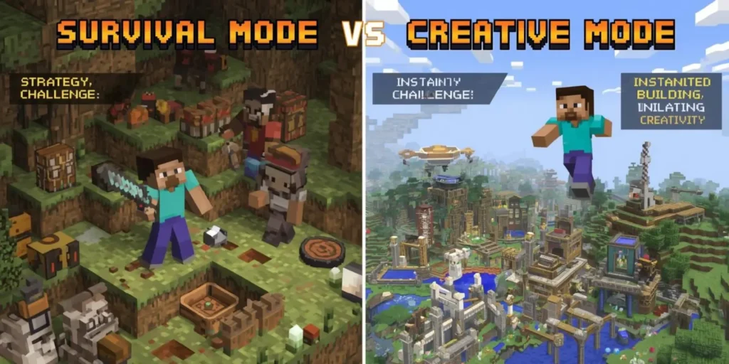 Minecraft Survival Mode VS Creative Mode